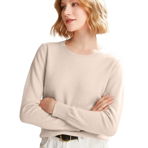 Lightweight Cashmere Sweaters Pullover Wool Sweater Long Sleeve Knit Beige Sweater (Beige, S) | Amazon (US)
