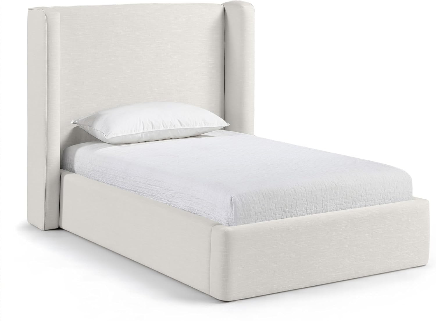 Meridian Furniture B1282Cream-T Kendall Collection Modern | Contemporary Twin Bed with Rich Linen Textured Fabric, 52.75" W x 84" D x 48" H | Amazon (US)
