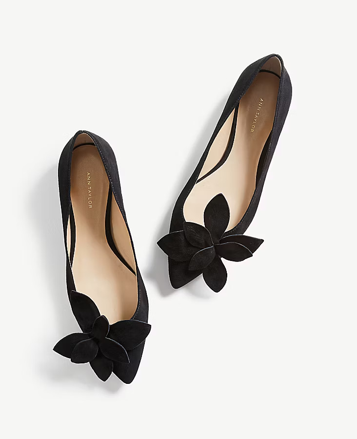 Rena Suede Flower Flats | Ann Taylor (US)