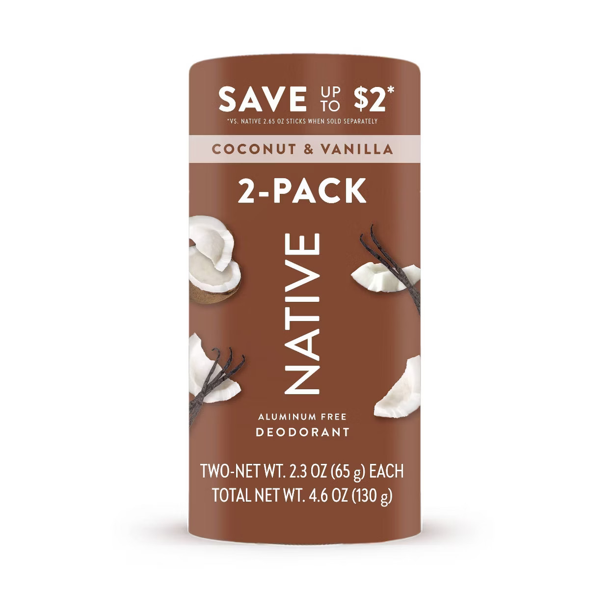 Native Men's & Women's Twin Pack Deodorants - Aluminum-Free - Coconut & Vanilla - 4.6oz/2ct | Target