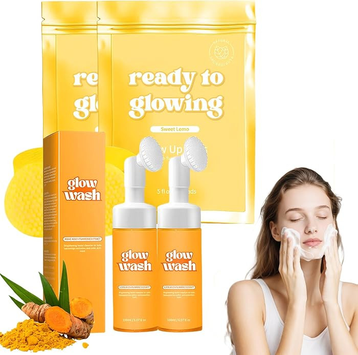 Turmeric Wash and Care，2PCS Turmeric Facial Wash and 60PCS Facial Pads for Skin Care, Cleansing... | Amazon (US)