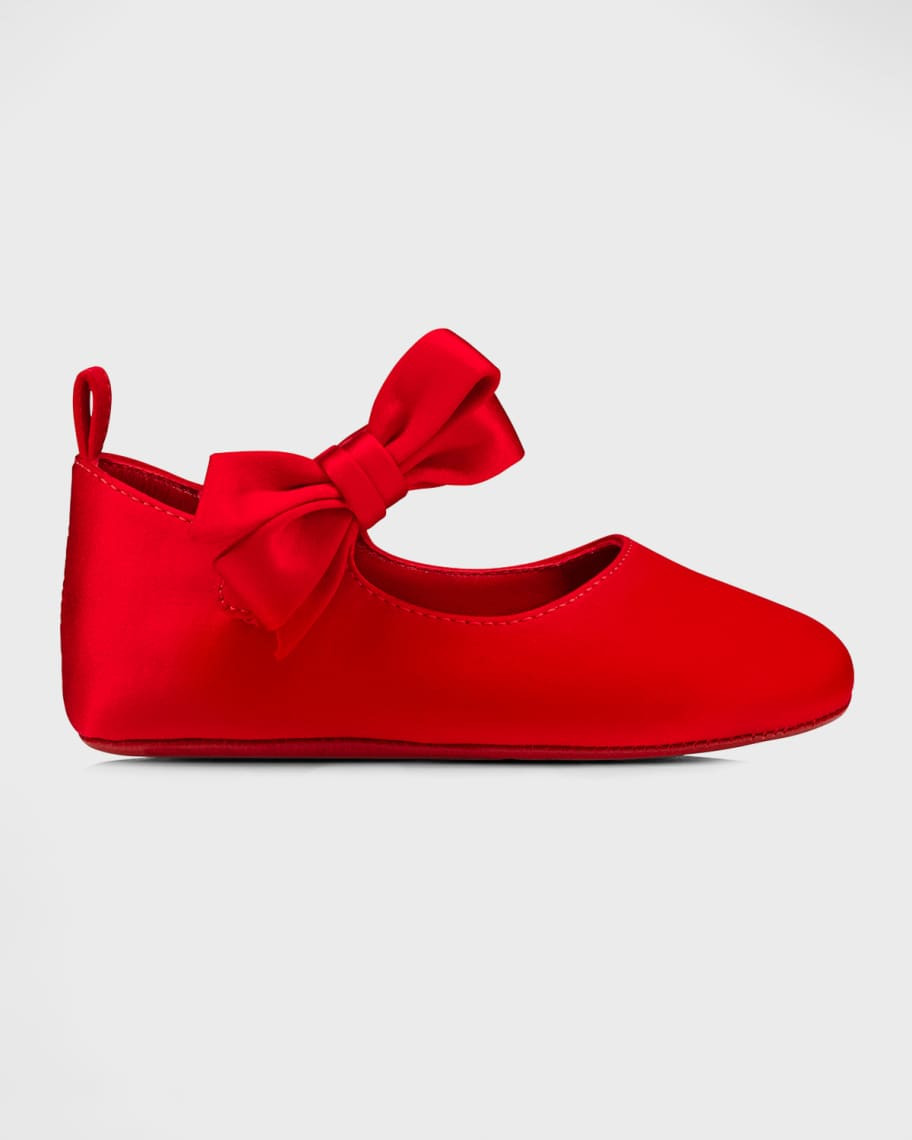 Christian Louboutin Girl's Lou Babe Satin Bow Ballet Flats, Baby | Neiman Marcus
