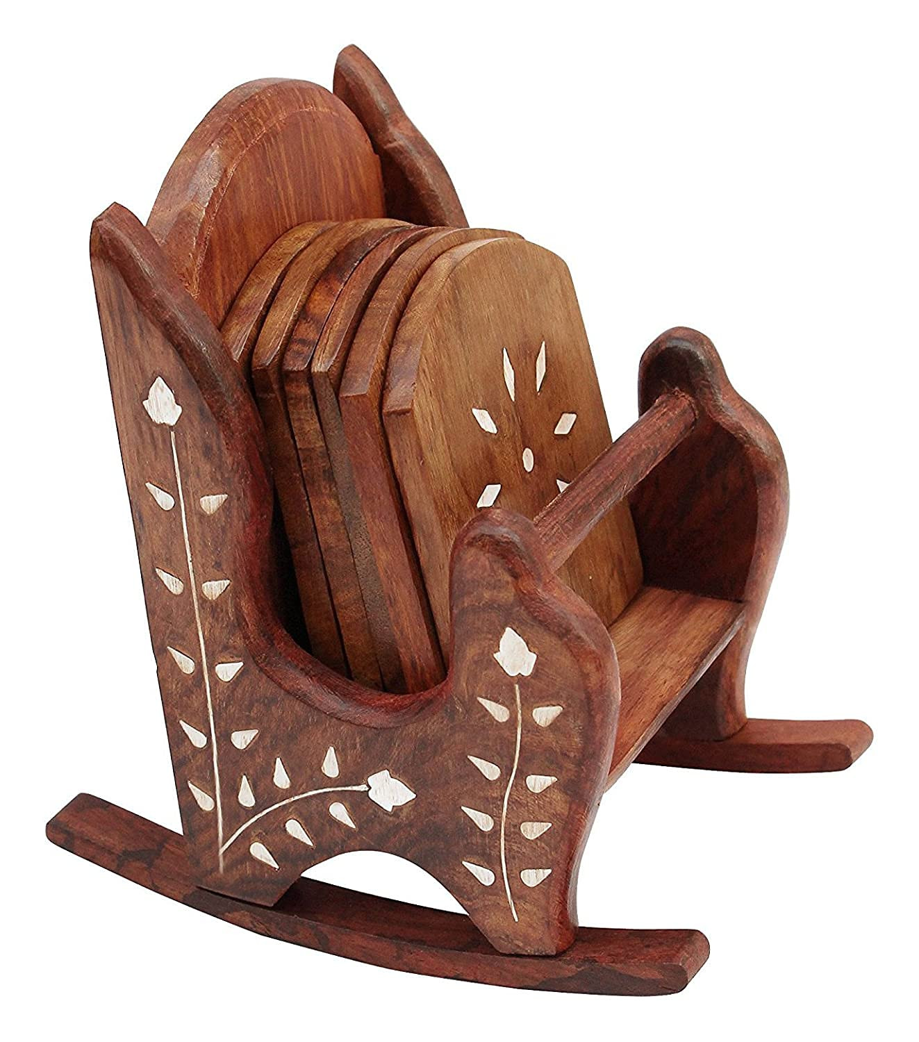 Handmade Wooden Tea Coasters Set of 6 Drink Table for Tea Cups Coffee Mugs Beer Cans Bar Tumblers... | Amazon (US)