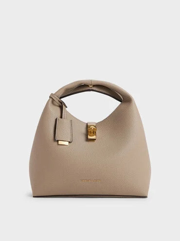 Chance Turn-Lock Bucket Bag
    
         - Taupe | Charles & Keith UK