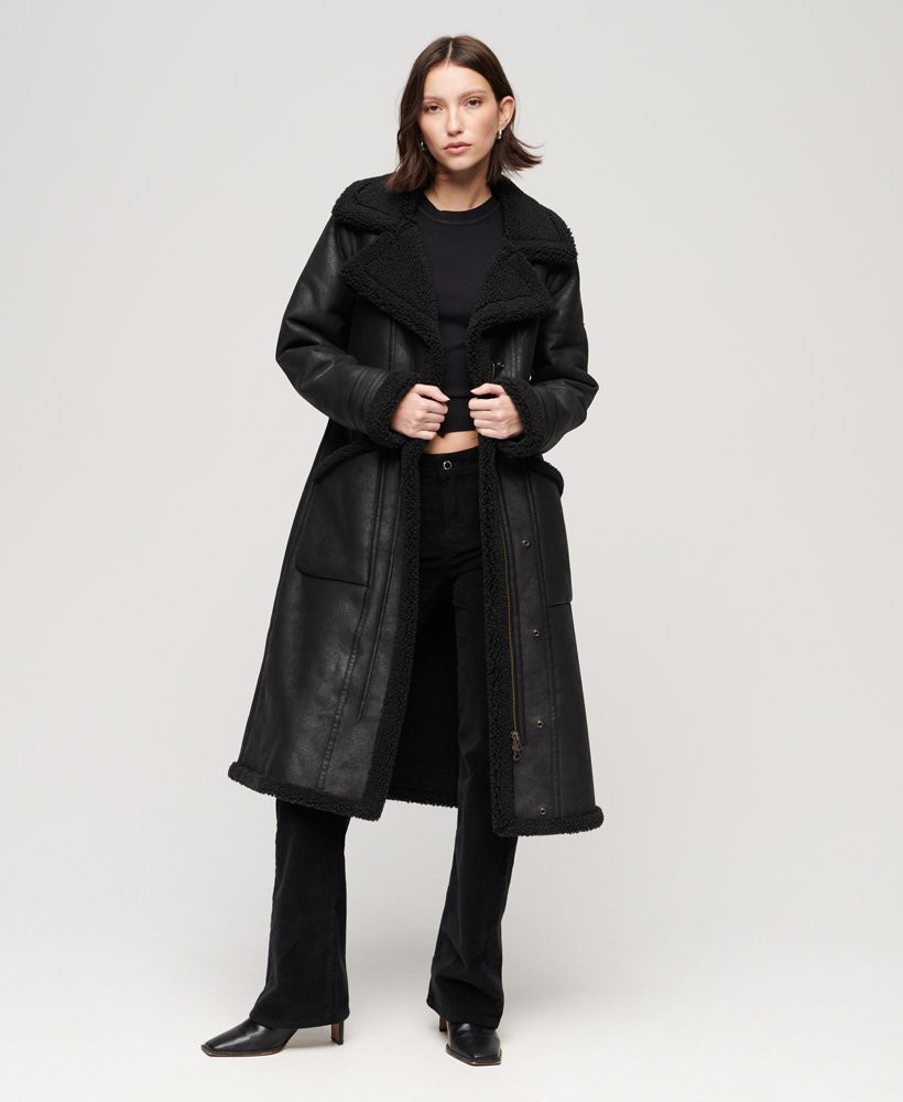Faux Shearling Longline Coat | Superdry (US)