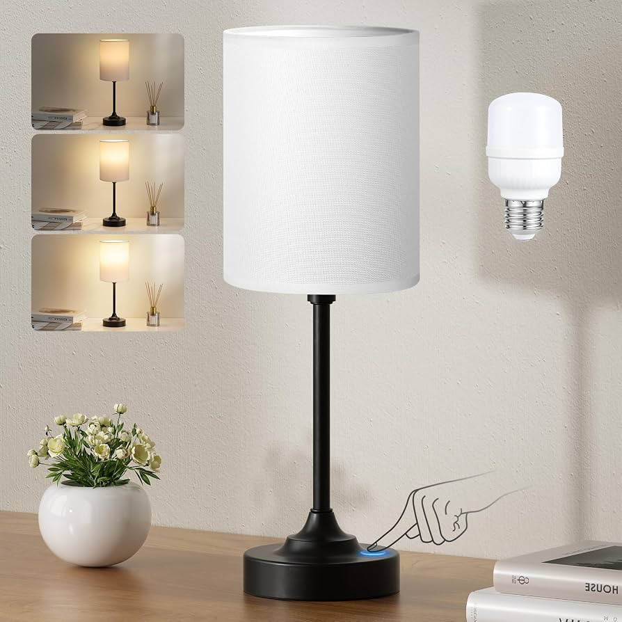 Fenmzee Touch Nightstand Bedroom Lamp - 3 Way Dimmable Bedside Lamp, Small Table Lamp Linen Lamps... | Amazon (US)