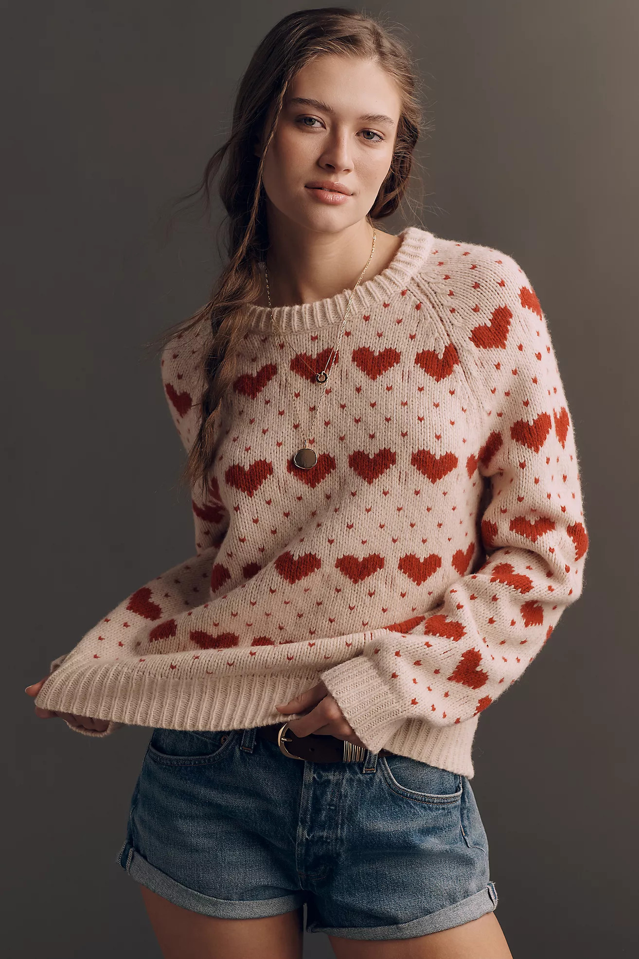 THE GREAT. Heart Long-Sleeve Crew-Neck Sweater | Anthropologie (US)