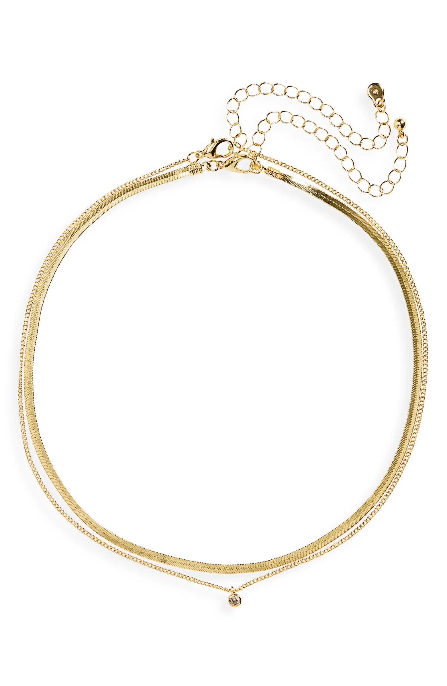 Set of 2 14K Gold Dipped Layered Necklaces | Nordstrom