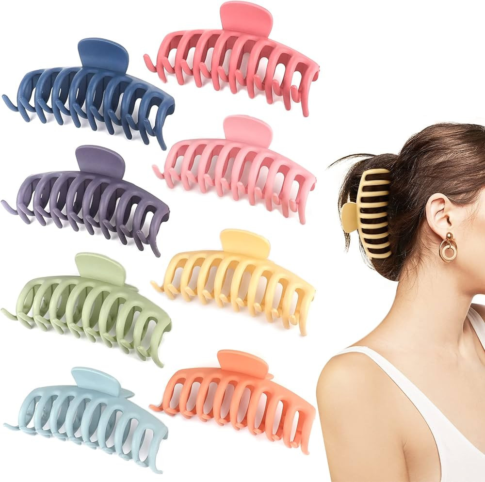 4.3 Inch Large Hair Claw Clips for Thin Thick Curly Hair Big Matte Hairclips Banana Strong Hold J... | Amazon (US)