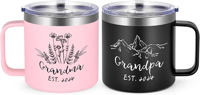 LiqCool 14 Oz Grandma and Grandpa Coffee Mugs, Christmas Pregnancy Announcement Birthday Gifts fo... | Amazon (US)