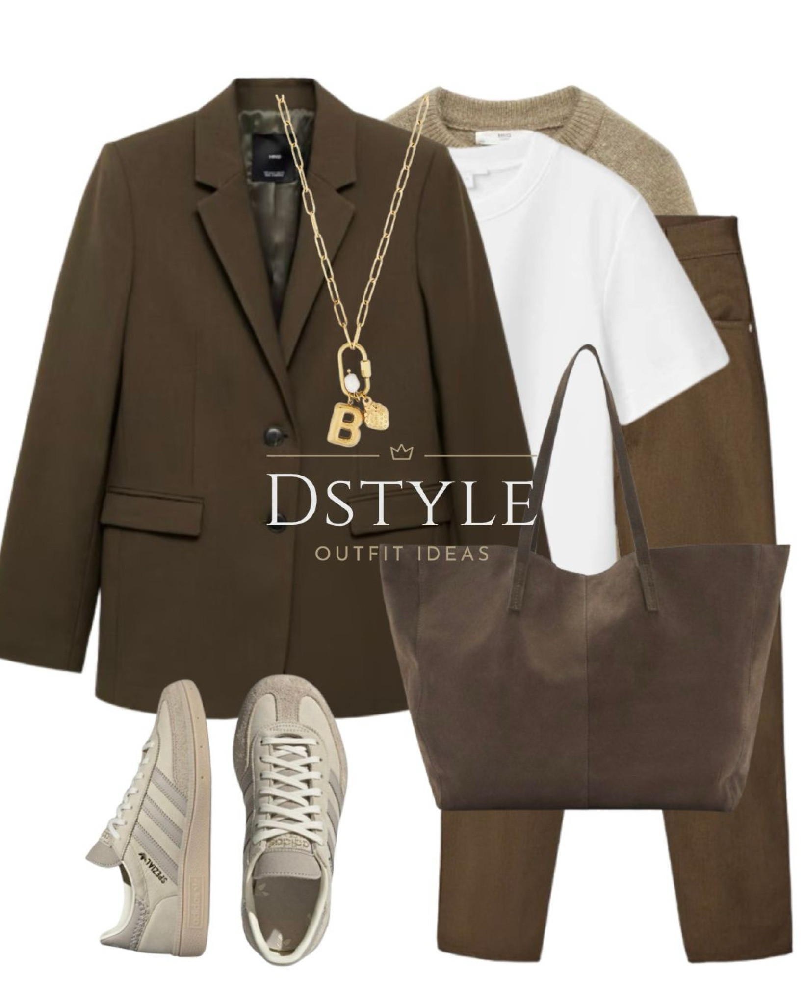 Khaki wool-mix blazer, white t-shirt, wool-blend sweater/ jumper, brown barrel-leg jeans, khaki suede shopper bag, Adidas Spezial sneakers/trainers 

 

#LTKWorkwear #LTKTravel #LTKItBag