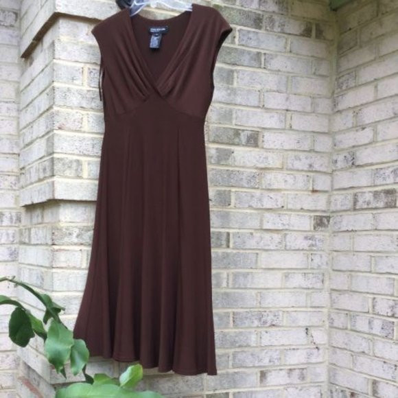 Jones New York Brown V Neck Dress | Poshmark