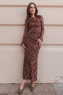 Nash Long Sleeve Dress - Rust Floral | Petal & Pup (US)