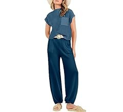 ANRABESS Women's Two Piece Outfits Sweater Sets Knit Pullover Tops and High Waisted Pants Tracksu... | Amazon (US)