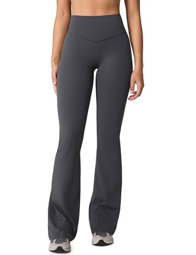 UNISSU Hugcurve No Front Seam High Waisted Flare Leggings for Women Bootcut Yoga Pants Buttery Soft Lounge Workout - 33.5'' Graphite Grey X-Large | Amazon (US)