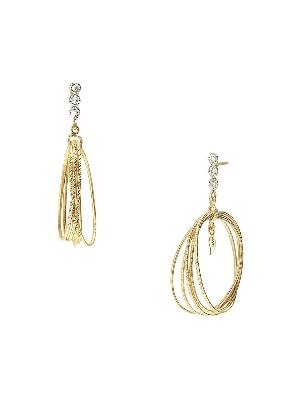 Women's 20K Yellow Gold & Diamonds Oval Hoop Earrings - Gold | Saks Fifth Avenue
