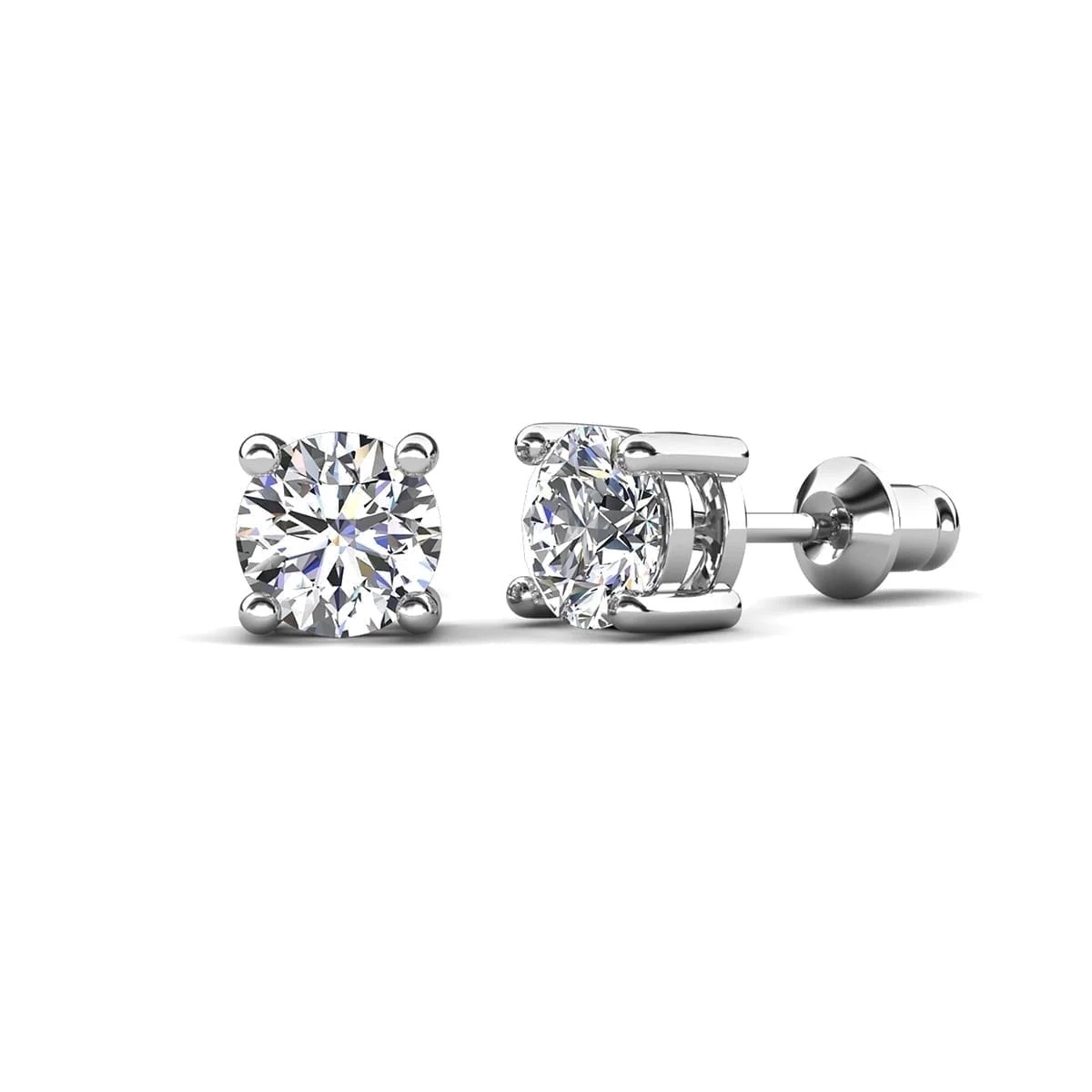 Cate & Chloe Mia 18k White Gold Plated Stud Earrings with 2ct Simulated Diamonds Gift for Women | Walmart (US)