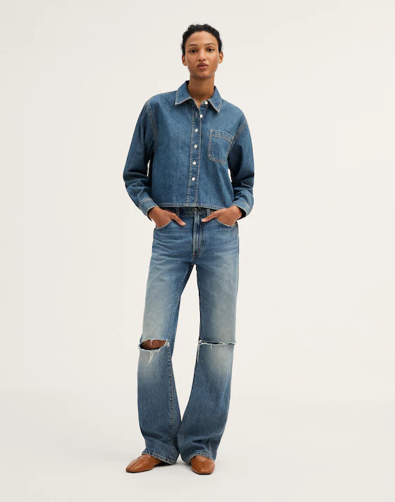 Denim Boxy Crop Button-Up Shirt | Madewell