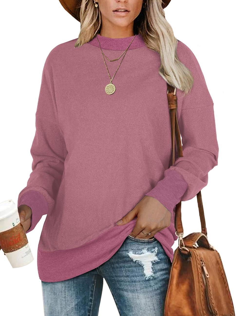 NSQTBA Sweatshirts for Women Long Sleeve Crew Neck Shirts Tunic Tops for Leggings | Amazon (US)