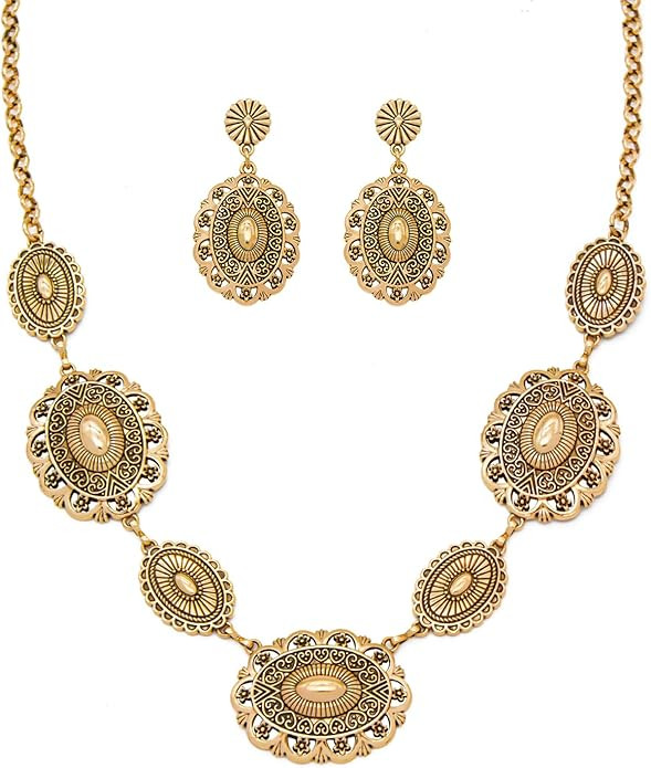 TOPACC Western Jewelry Set for Women Metal Vintage Western Necklace with Earrings Cowgirl Jewery ... | Amazon (US)
