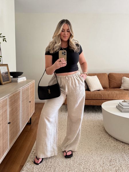 5 days of linen pants outfits 〰️ Day 4. These Aritzia linen pants make the perfect casual summer outfit. True to size and great quality. Everything linked with similar options! Cowboy necklace is James Michelle   

Linen pants outfit, summer outfit, casual summer outfit, chic summer outfit, aritzia finds, linen pants beige, 30s fashion, size 8 fashion, summer workwear, casual work outfit 

#LTKSeasonal #LTKStyleTip