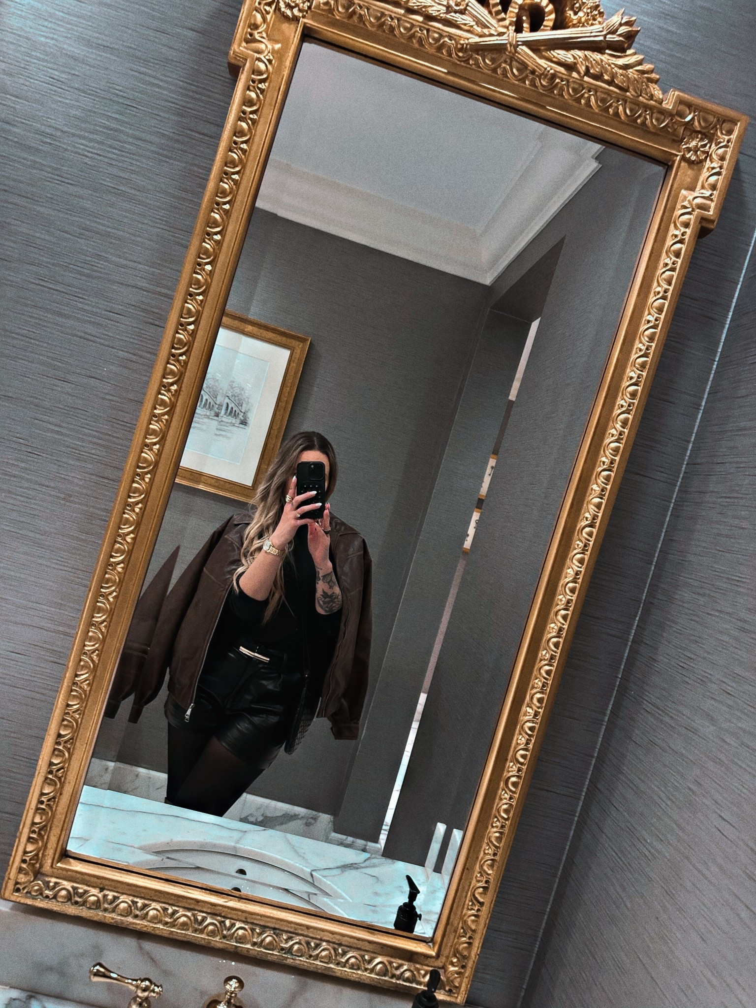 leather bomber jacket: @amazon
turtleneck top: @h&m
leather micro shorts: @amazon
belt: @amazon
tights: @amazon
watch: @bulova 

#LTKdayinmylife #LTKootd #LTKgrwm