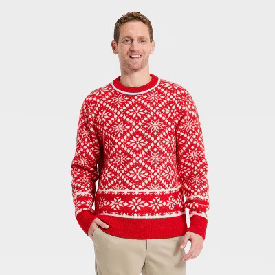 Men's Fair Isle Sweater - Goodfellow & Co™ Red XXL | Target