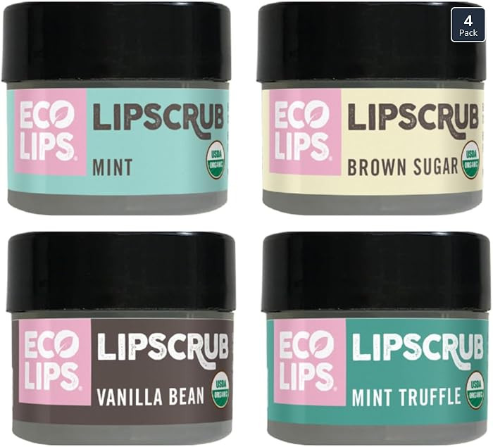 Eco Lips LIP SUGAR SCRUB 4 Pack (4-0.25oz jars) 100% Organic Lip Care Treatment with Organic Suga... | Amazon (US)