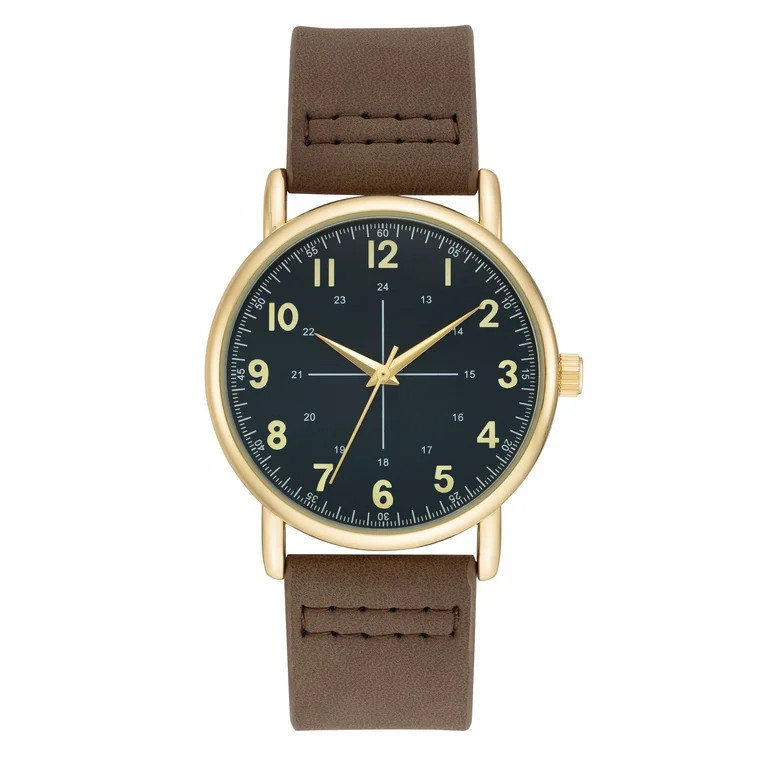 George Brown Strap Gold Tone Men's Analog Watch - Walmart.com | Walmart (US)