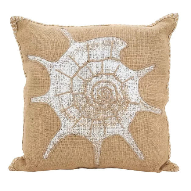 20"x20" Oversize Stitched Shell Down Filled Square Throw Pillow Beige - Saro Lifestyle | Target