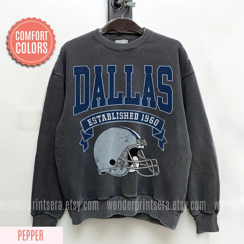 Dallas Football Vintage Style Comfort Colors Sweatshirt, Dallas Football Sweatshirt, Dallas Fan G... | Etsy (US)