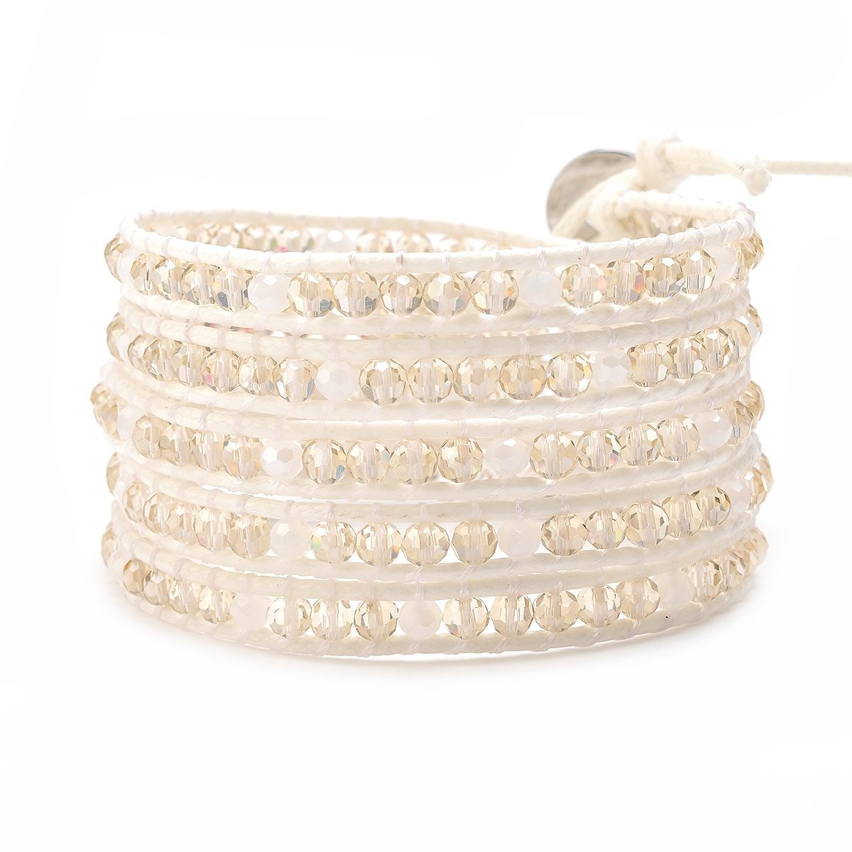 Crystal on White-Ivory Leather- Vegan | Victoria Emerson