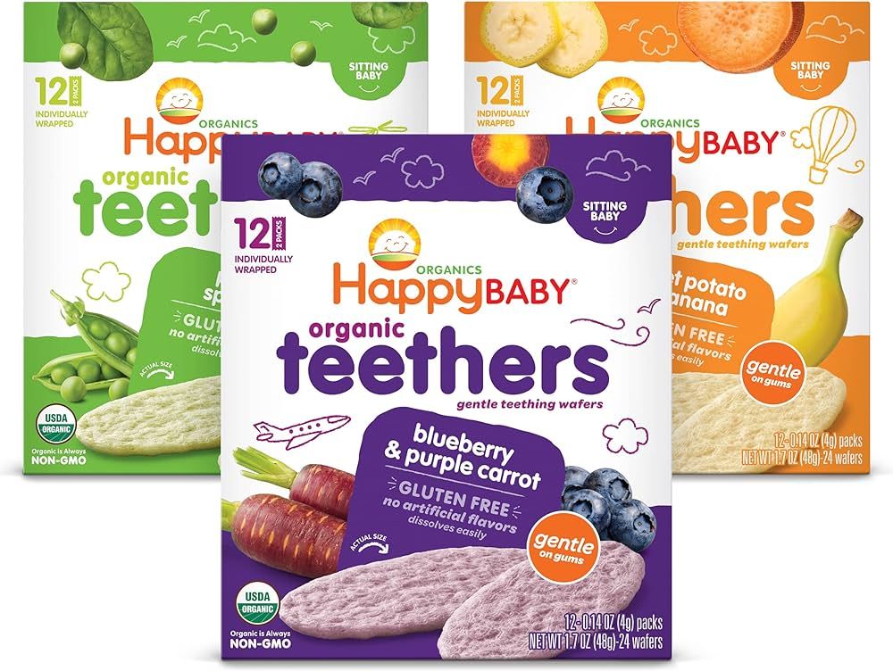 Happy Baby Organics Teether, 3 Flavor Variety Pack, 12 Count (Pack of 3) | Amazon (US)
