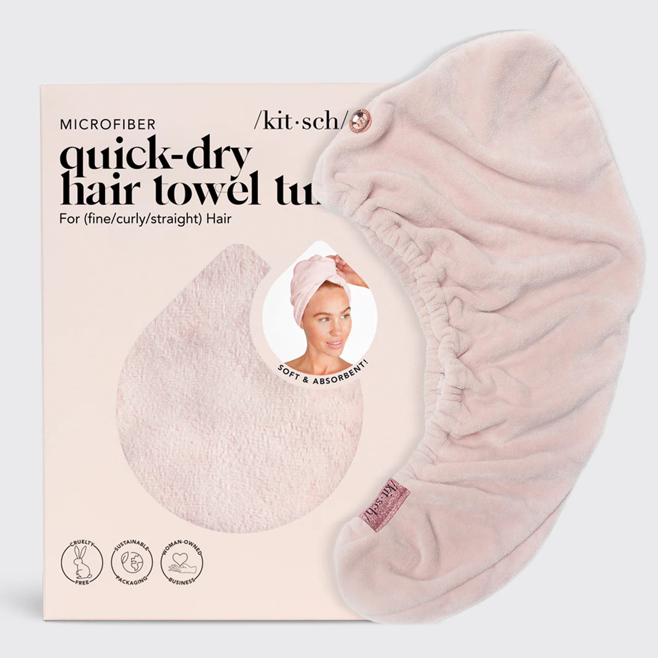 Blush Microfiber Hair Towel | Kitsch