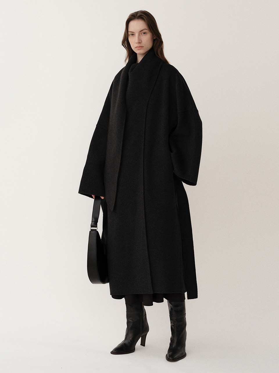 Draped Scarf Handmade Coat - Dark Melange | W Concept (US)