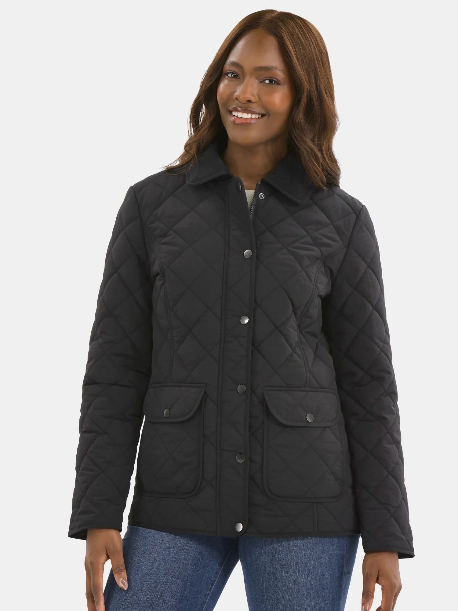 Time and Tru Women's Quilted Barn Coat, Midweight, Sizes XS-2X | Walmart (US)