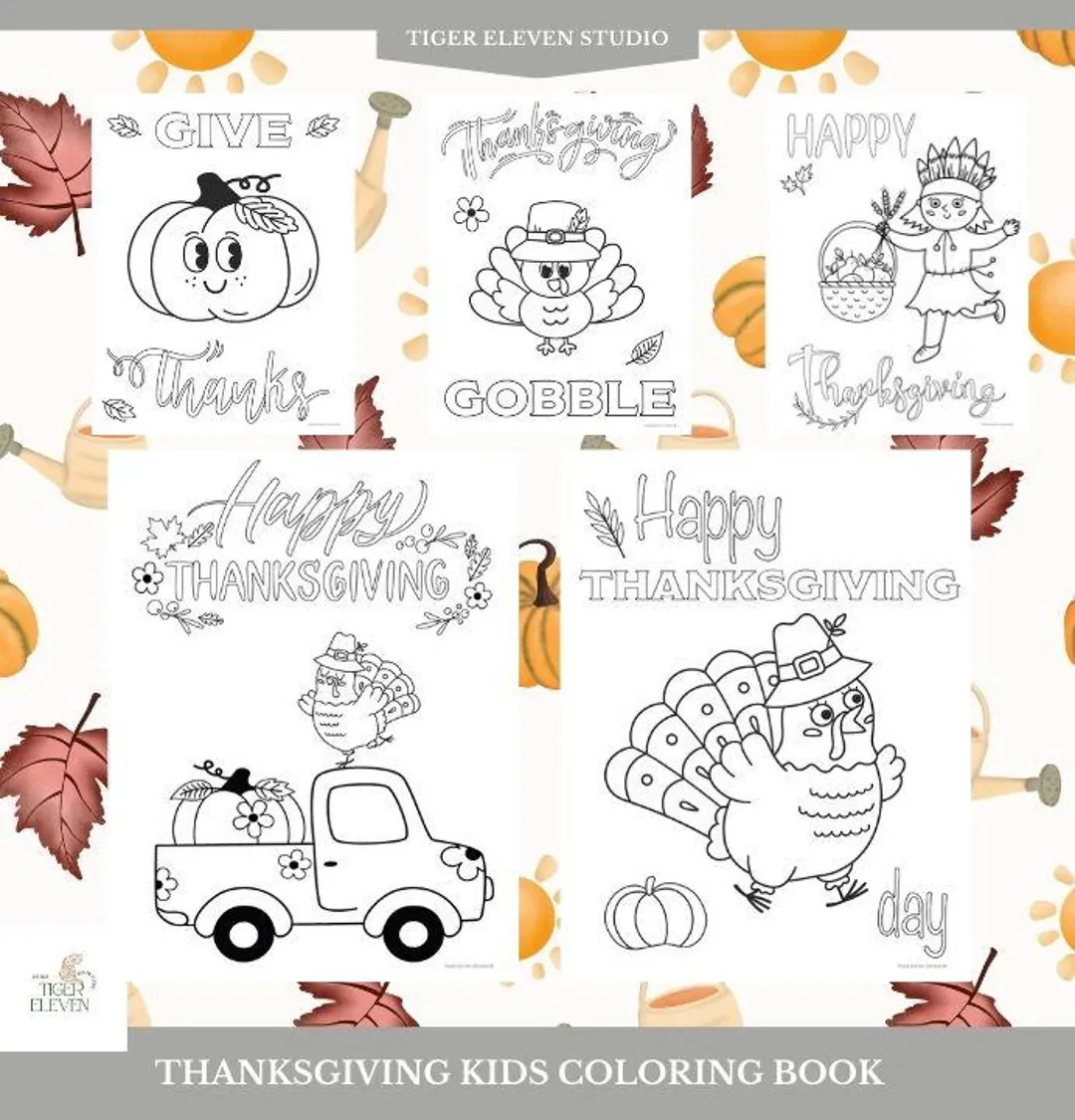 Thanksgiving Coloring Book Pages for Kids Printable Thanksgiving Coloring Sheets Fun Holiday Acti... | Etsy (US)