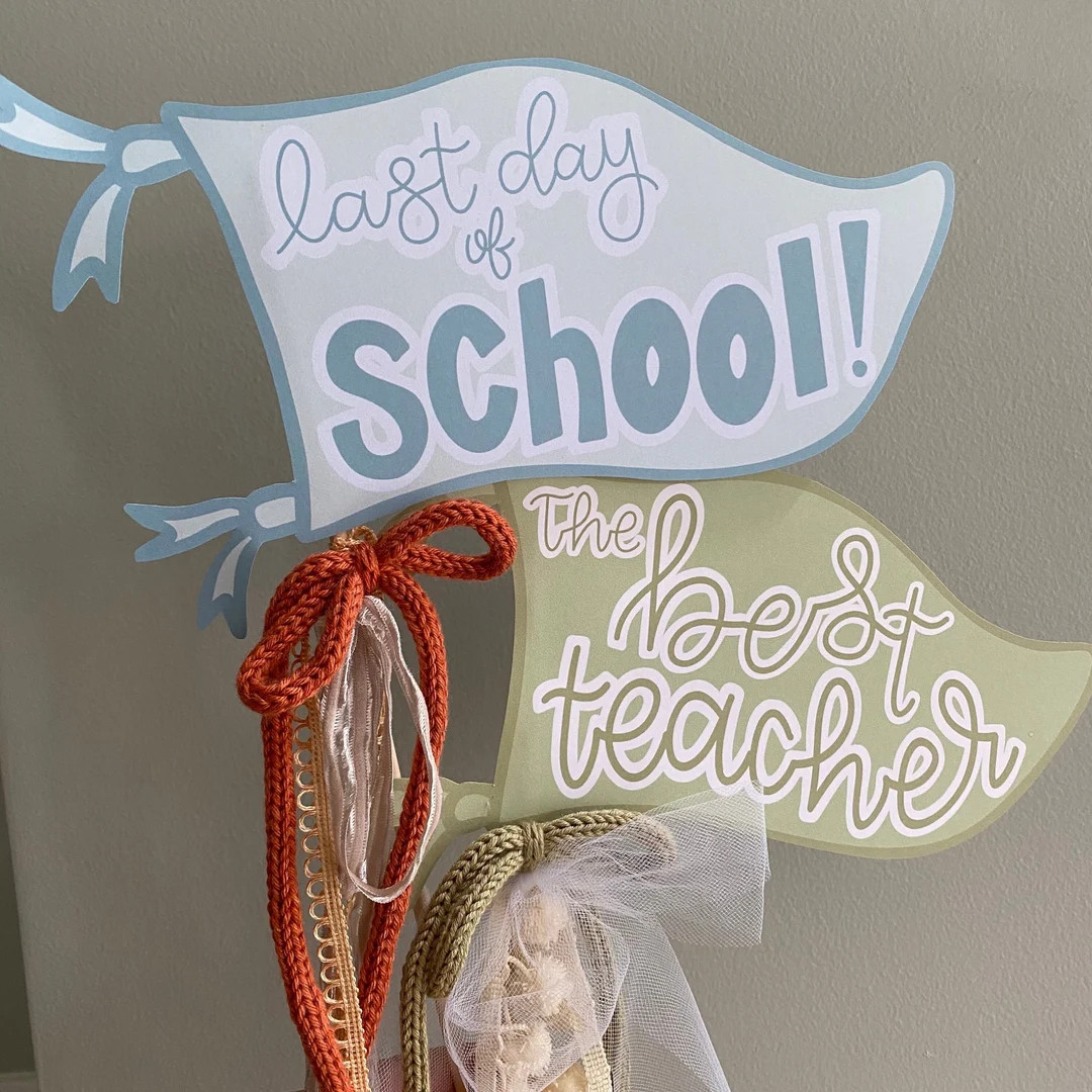 End of School Year Pennant, Last Day of School Banner, Teacher Gift Tag, Teacher Appreciation, Pr... | Etsy (US)