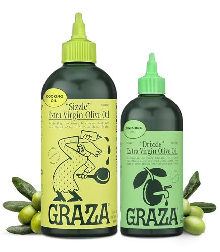 Graza Extra Virgin Olive Oil Variety Pack, Sizzle & Drizzle - High Polyphenol Peak Harvest EVOO Cooking & Finishing Oil in a Squeeze Bottle - Single Farm Olives from Spain | Amazon (US)