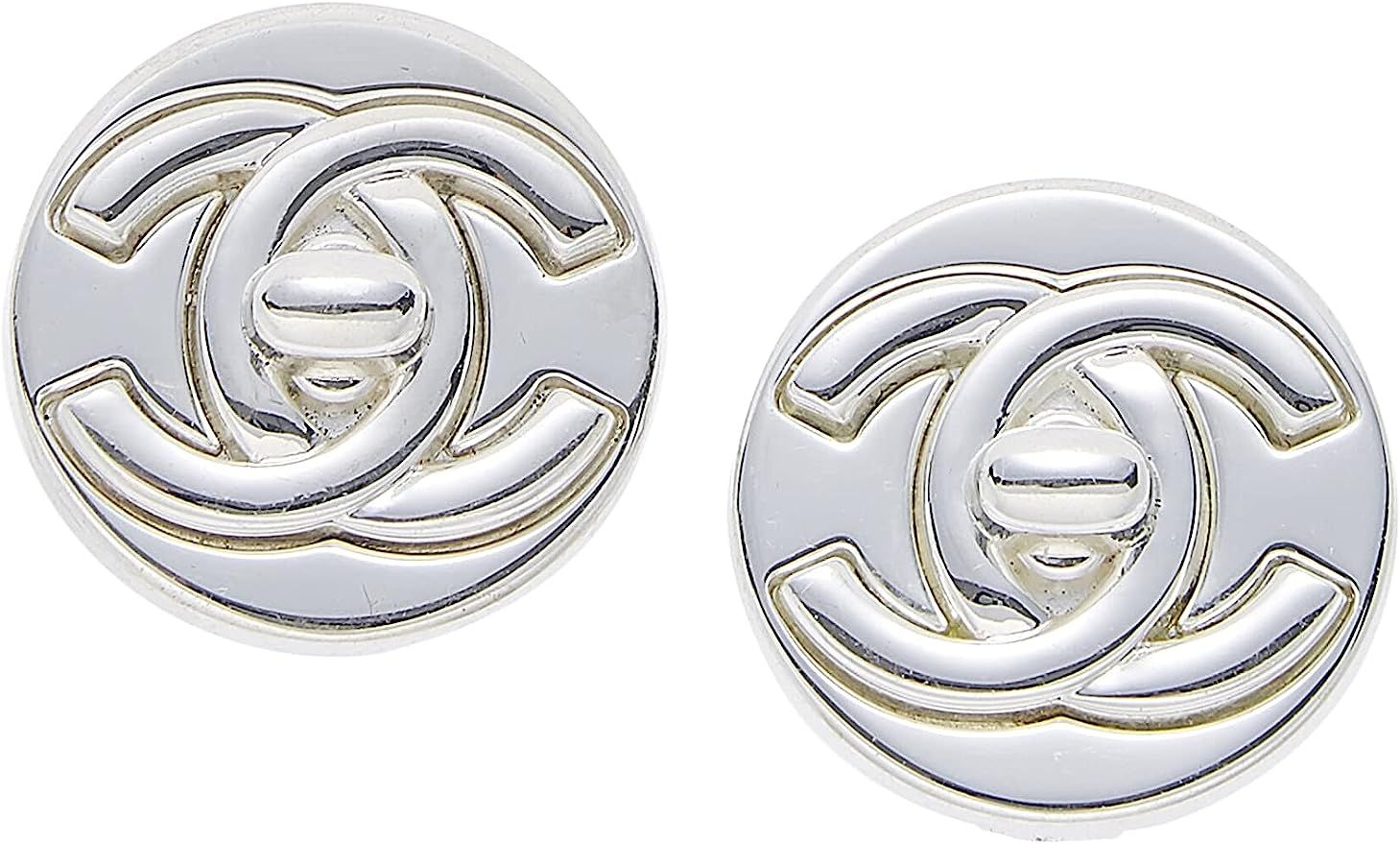 Amazon.com: Chanel, Pre-Loved Silver CC Turnlock Round Earrings Medium, Silver : Luxury Stores | Amazon (US)