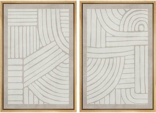 SIGNWIN Framed Canvas Print Wall Art Set Pastel White Swirl Pattern Collage Abstract Shapes Illus... | Amazon (US)