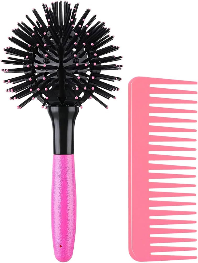 3D Bomb Curl Hair Brush 360° Round Styling Hair Brush Detangling Hairbrush Spherical Ball Brush ... | Amazon (US)