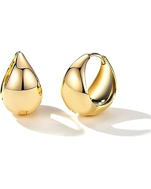 Huge Tomato Chunky Gold Hoop Earrings 18K Gold Plated Hoop Earrings Chunky Huggie Earrings for Wo... | Amazon (US)