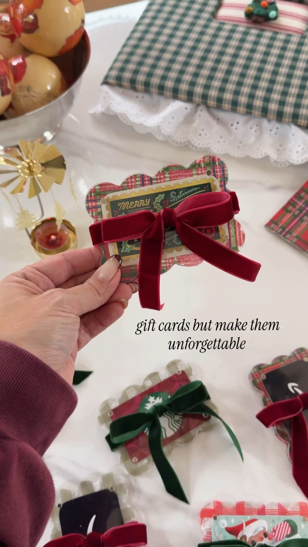 A little reminder that the simplest gifts can still feel special. 🎁 ✨ These scalloped acrylic frames paired with holiday napkins make the prettiest gift card holders 🤌🏼 perfect for teachers or anyone who is hard to shop for. And when the gift card is spent? They can add a Polaroid and something they’ll keep forever! 🎁 


#LTKSeasonal #LTKHoliday #LTKHome