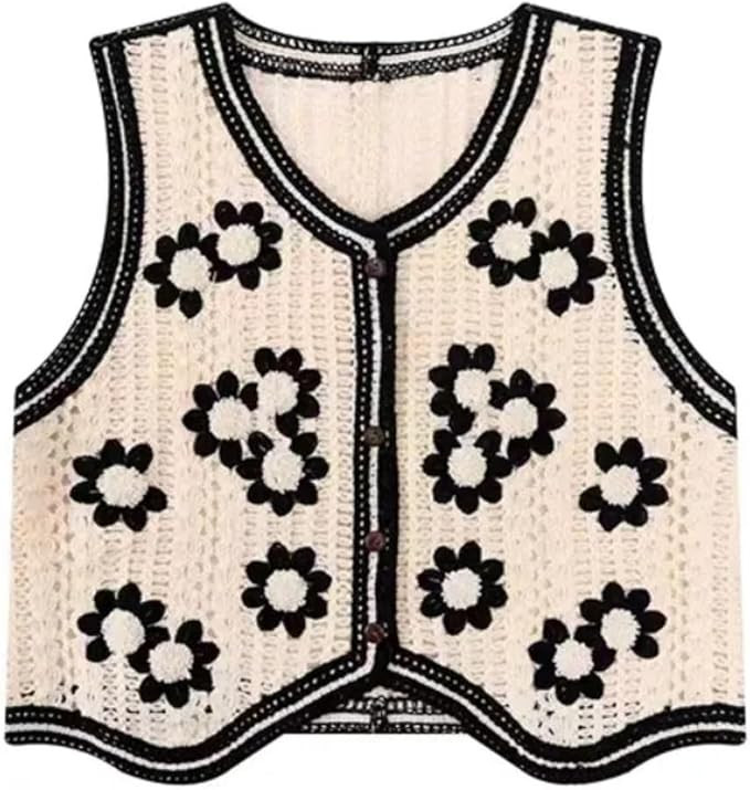 Women's Casual Sleeveless V-Neck Buttoned Knit Cardigan Short Knit Vest | Amazon (US)