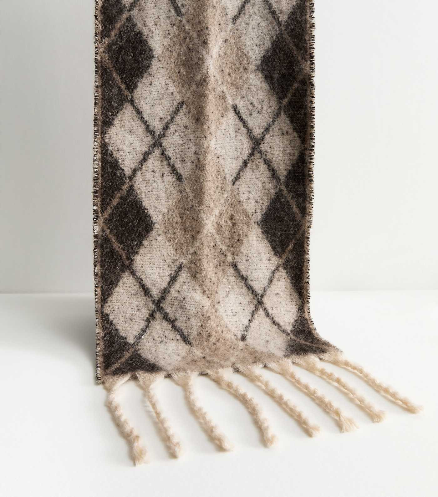 Cream Argyle Heavyweight Scarf | New Look | New Look (UK)