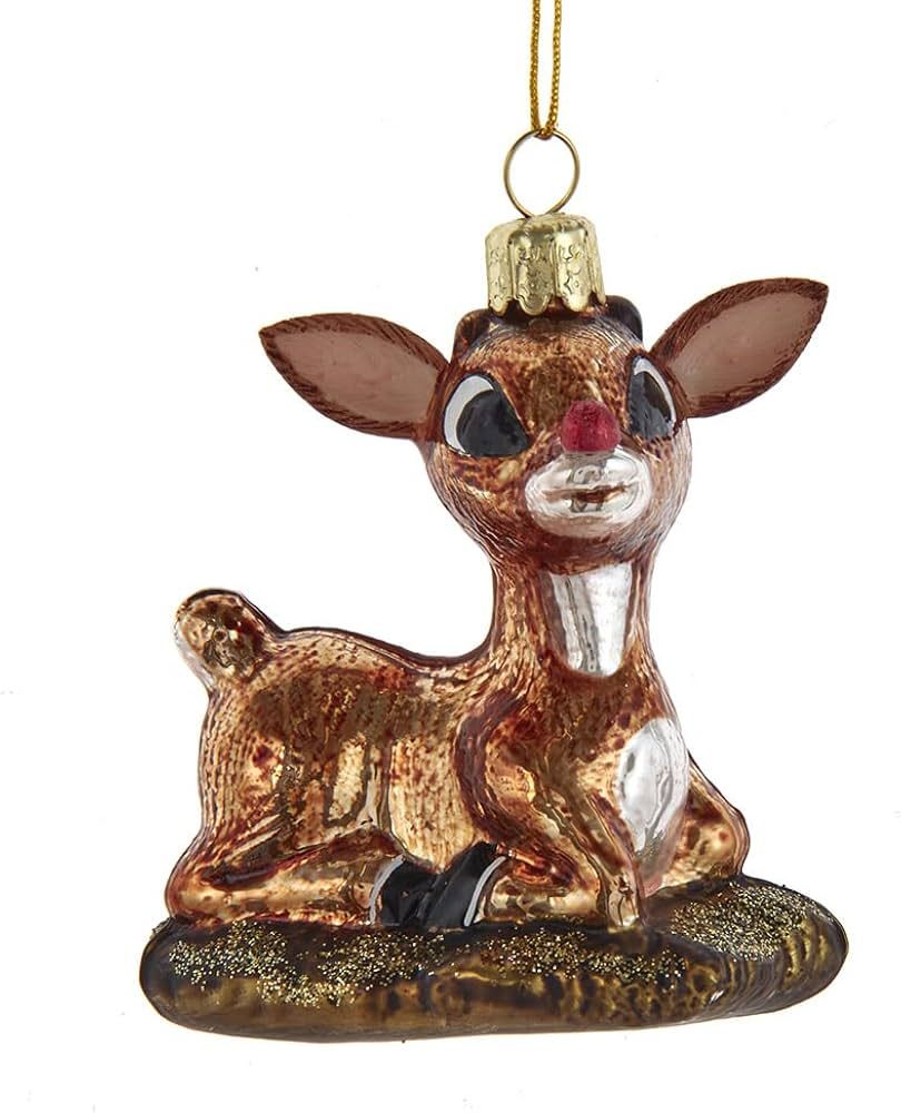 Kurt Adler 3-Inch Red-Nosed Reindeer Glass Baby Rudolph Ornament, Multicolor | Amazon (US)