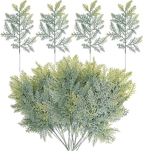 Watayo 40 PCS Artificial Faux Cedar Branches-13.3x7 Inches Artificial Cedar Sprigs-Faux Cedar Pin... | Amazon (US)