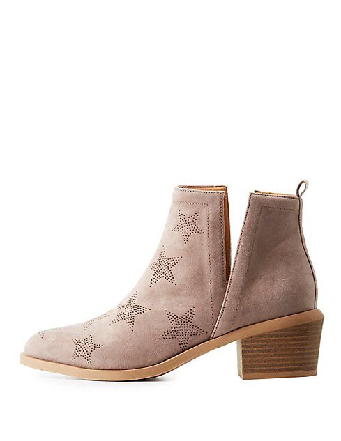 Perforated Star Slit Booties | Charlotte Russe