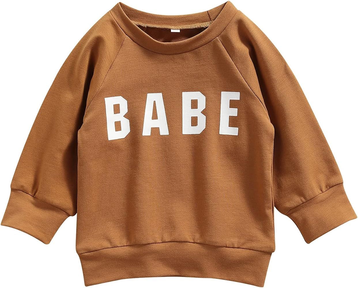 Autumn Baby Boys Girls Clothes Babe Sweatshirt Tops Infant Toddler Letter Print Pullover Casual T... | Amazon (US)